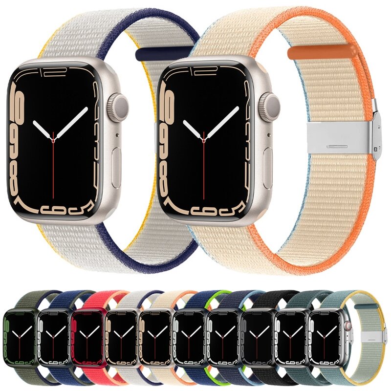 Nylonband mit Clipverschluss - Navy - Geeignet f&uuml;r Apple Watch 38mm / 40mm / 41mm / 42mm