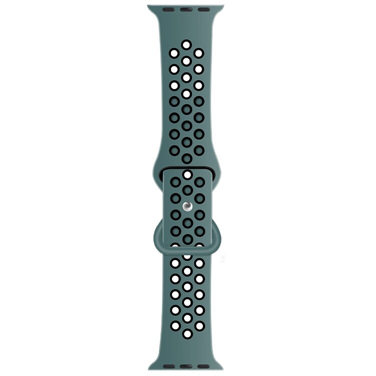 Sportarmband mit zus&auml;tzlicher Schlaufe - Gr&uuml;n Grau + Schwarz - Geeignet f&uuml;r Apple Watch 38mm / 40mm / 41mm / 42mm