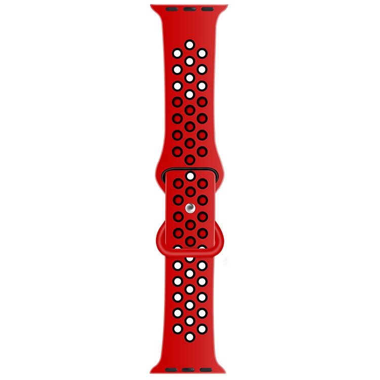 Sportarmband mit zus&auml;tzlicher Schlaufe - Rot + Schwarz - Geeignet f&uuml;r Apple Watch 38mm / 40mm / 41mm / 42mm