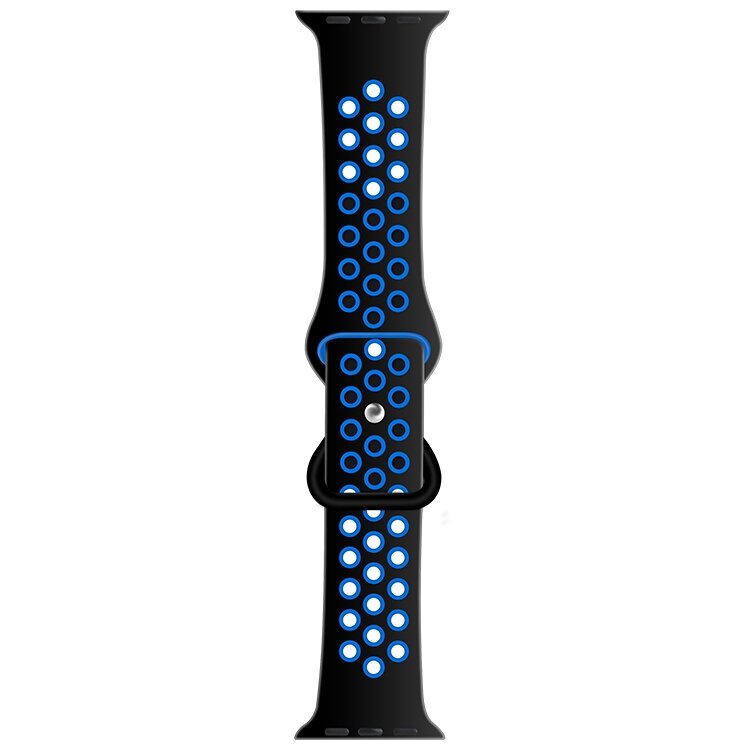 Sportarmband mit zus&auml;tzlicher Schlaufe - Schwarz + Blau - Geeignet f&uuml;r Apple Watch 38mm / 40mm / 41mm / 42mm