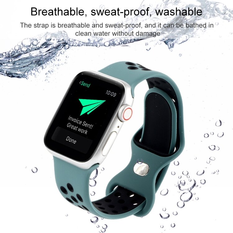 Sportarmband mit zus&auml;tzlicher Schlaufe - Wei&szlig; + Schwarz - Geeignet f&uuml;r Apple Watch 38mm / 40mm / 41mm / 42mm