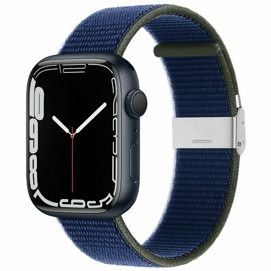 Nylonband mit Clipverschluss - Dunkelblau - Geeignet f&uuml;r Apple Watch 44mm / 45mm / 46mm / 49mm