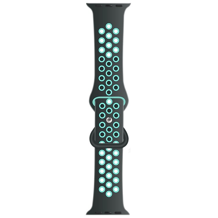 Sportarmband mit zus&auml;tzlicher Schlaufe - Grau + Blau - Geeignet f&uuml;r Apple Watch 44mm / 45mm / 46mm / 49mm