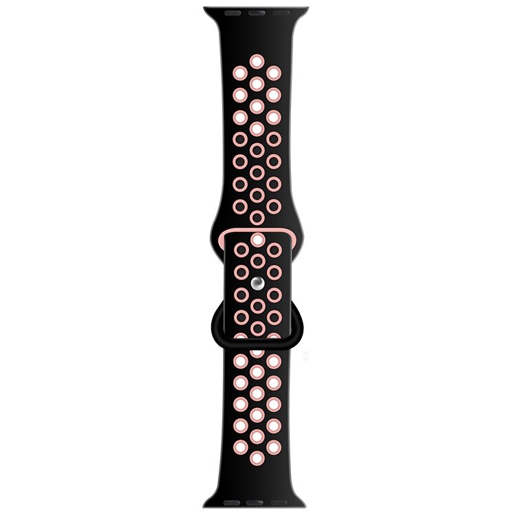 Sportarmband mit zus&auml;tzlicher Schlaufe - Schwarz + Pink - Geeignet f&uuml;r Apple Watch 44mm / 45mm / 46mm / 49mm