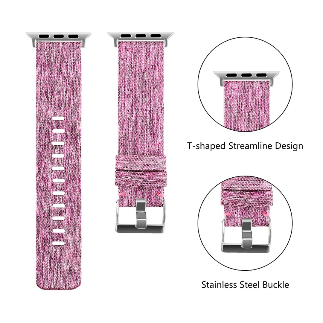 Leinenarmband - Lila - Geeignet f&uuml;r Apple Watch 44mm / 45mm / 46mm / 49mm