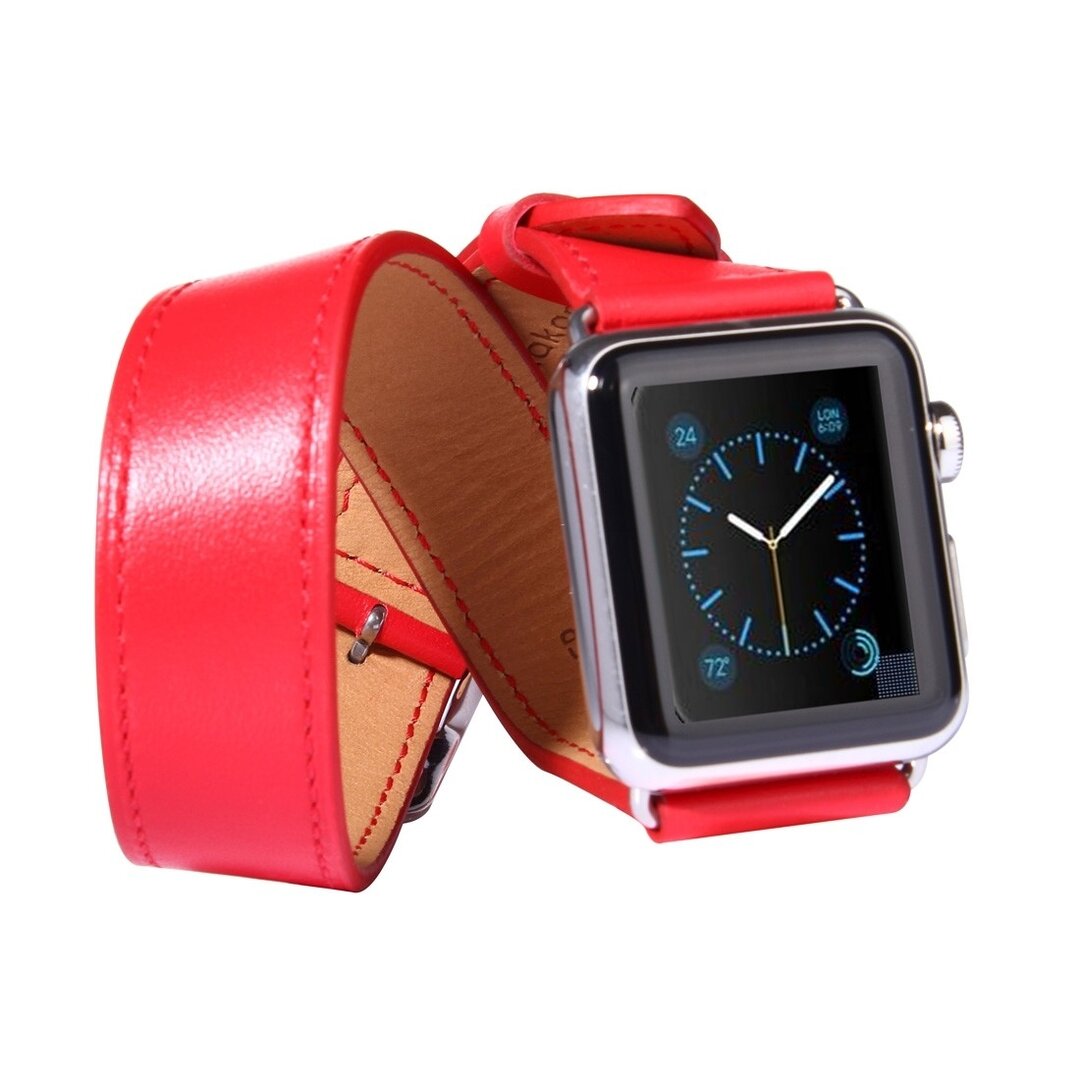 Kakapi Double Strap Armband - Rot - Geeignet f&uuml;r Apple Watch 44mm / 45mm / 46mm / 49mm