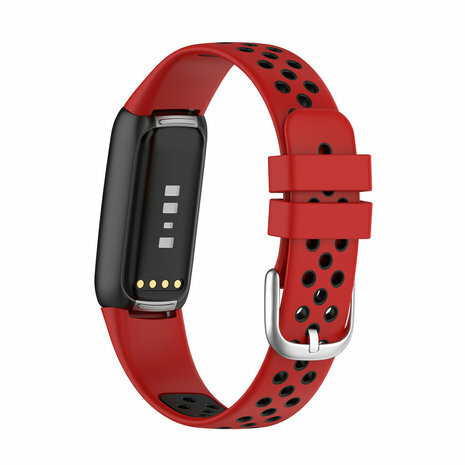 Fitbit Luxe - Silikon-Sportband - Gr&ouml;&szlig;e: Large - Rot + Schwarz