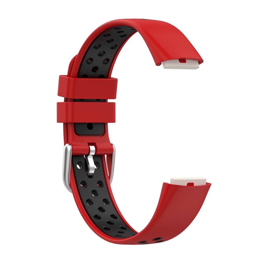 Fitbit Luxe - Silikon-Sportband - Gr&ouml;&szlig;e: Large - Rot + Schwarz