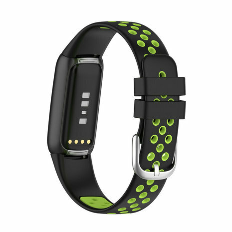 Fitbit Luxe - Silikon-Sportband - Gr&ouml;&szlig;e: Large - Schwarz + Neongr&uuml;n