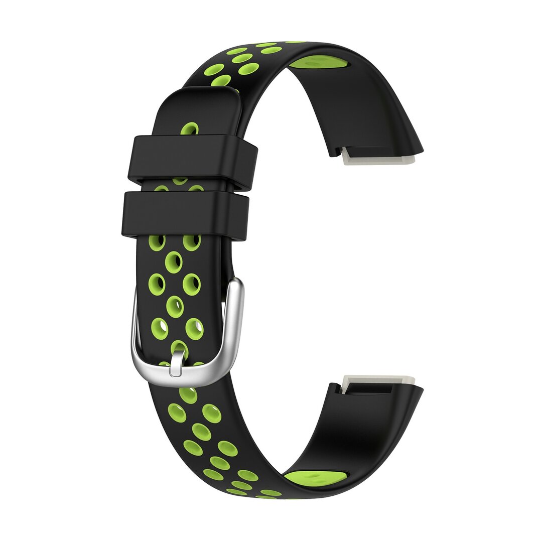 Fitbit Luxe - Silikon-Sportband - Gr&ouml;&szlig;e: Large - Schwarz + Neongr&uuml;n