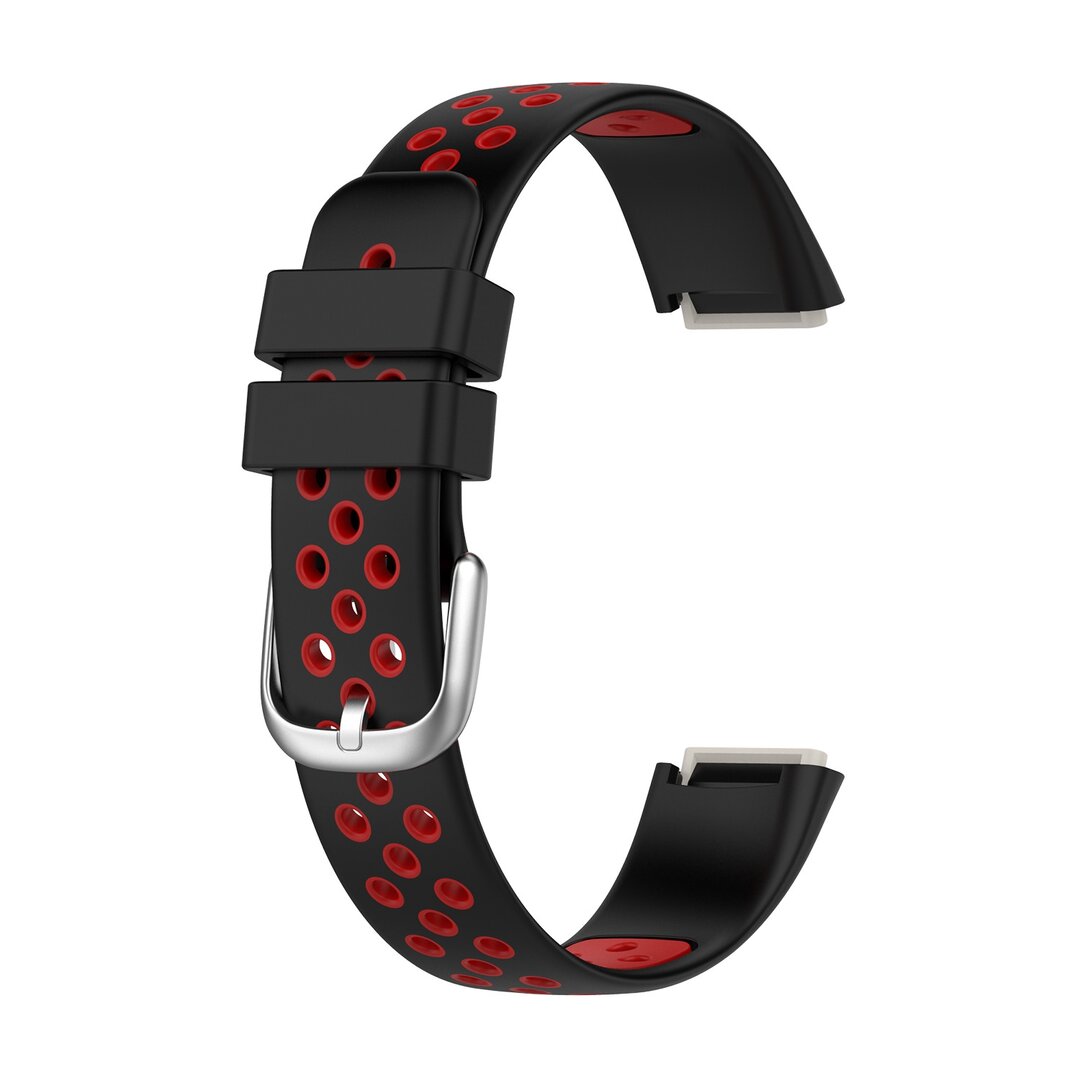 Fitbit Luxe - Silikon-Sportband - Gr&ouml;&szlig;e: Large - Schwarz + Rot