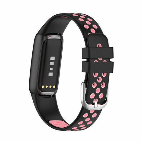 Fitbit Luxe - Silikon-Sportband - Gr&ouml;&szlig;e: Large - Schwarz + rosa