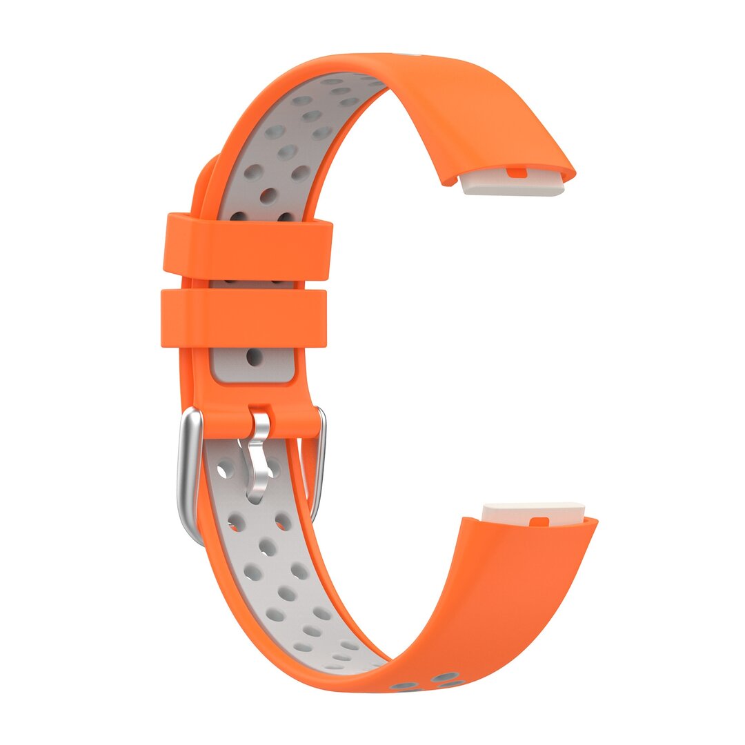 Fitbit Luxe - Silikon-Sportband - Gr&ouml;&szlig;e: Large - Orange + grau