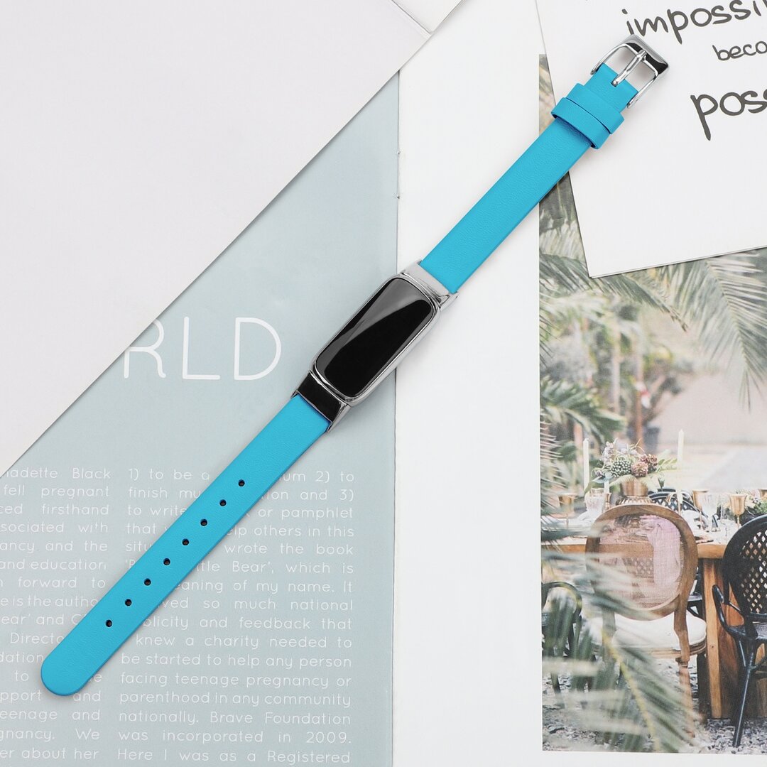 Fitbit Luxe - Lederband - Gr&ouml;&szlig;e: Gro&szlig; - Blau