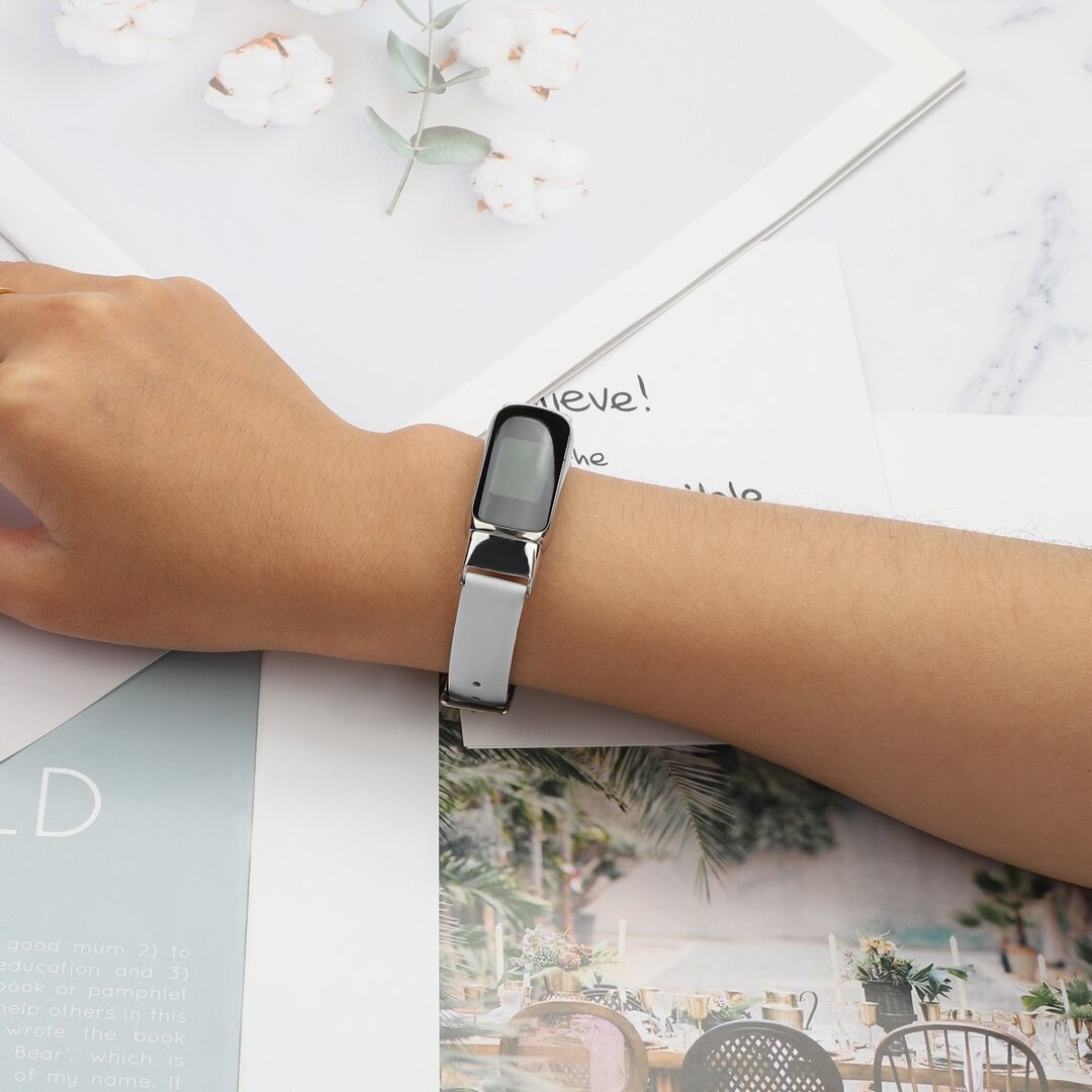Fitbit Luxe - Lederband - Gr&ouml;&szlig;e: Gro&szlig; - Wei&szlig;