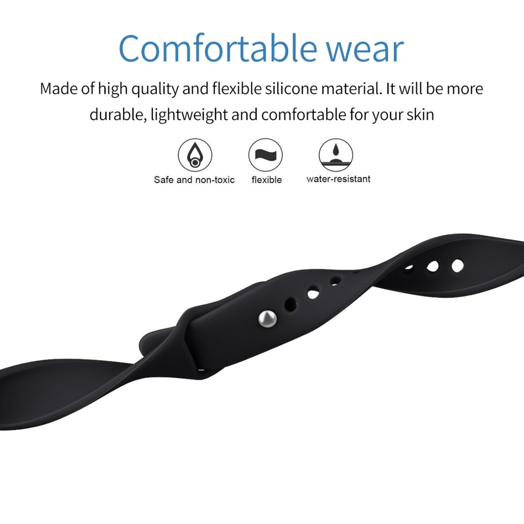 Fitbit Inspire 1 / HR / Ace 2 Silikonband - Gr&ouml;&szlig;e: Gro&szlig; - Schwarz