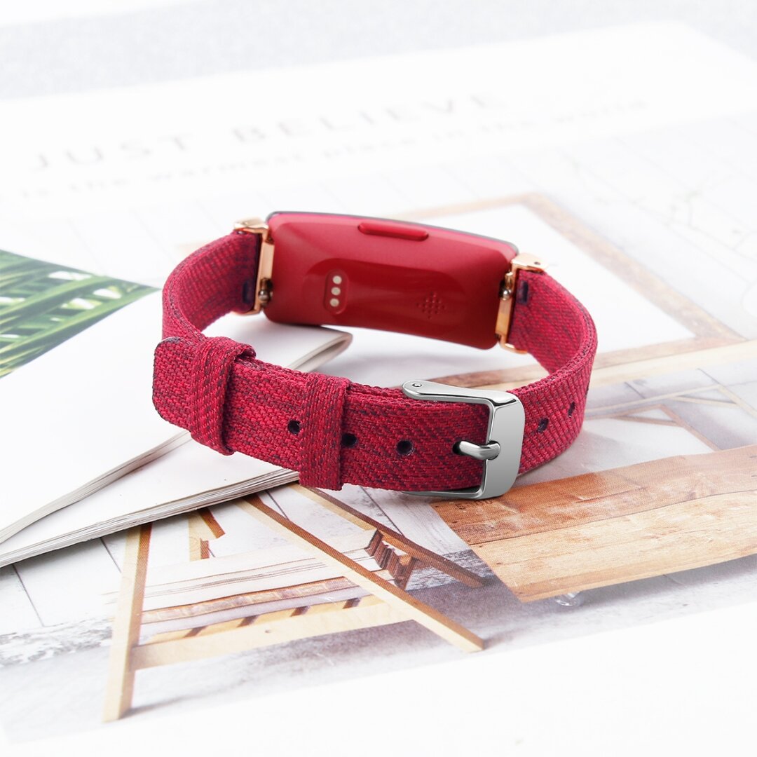 Fitbit Inspire 1 / HR / Ace 2 Segeltuchband - Gr&ouml;&szlig;e: Gro&szlig; - Rot