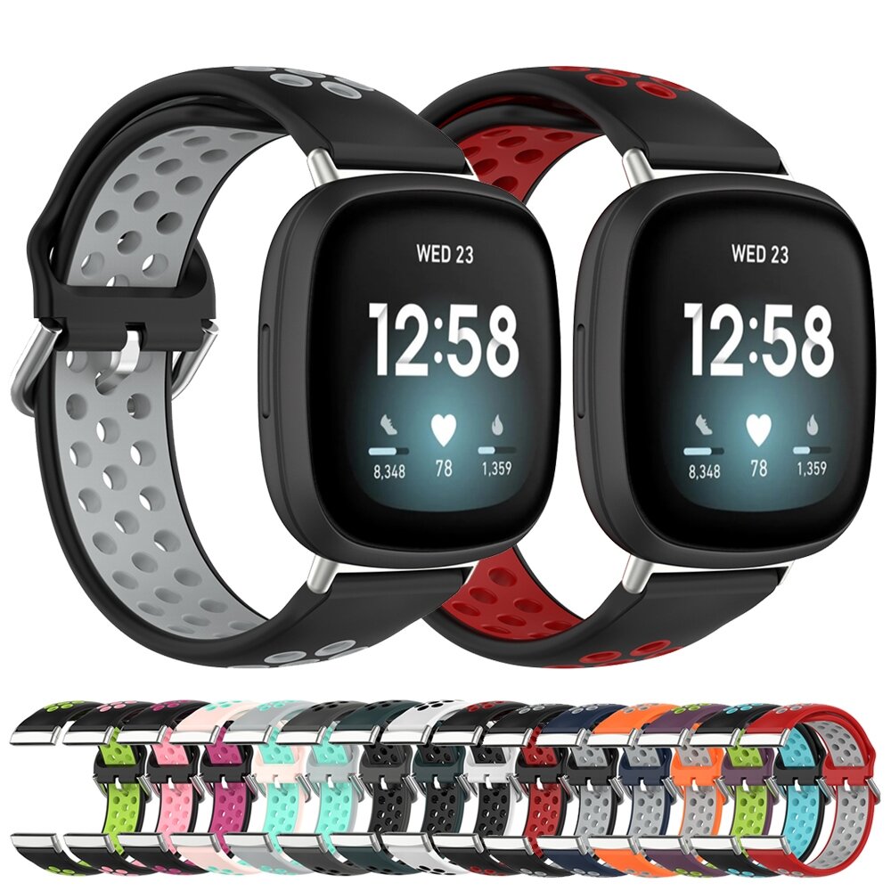 Fitbit Versa 3 &amp; 4 / Sense 1 &amp; 2 - Sport Edition - Gro&szlig; - Schwarz + Rosa