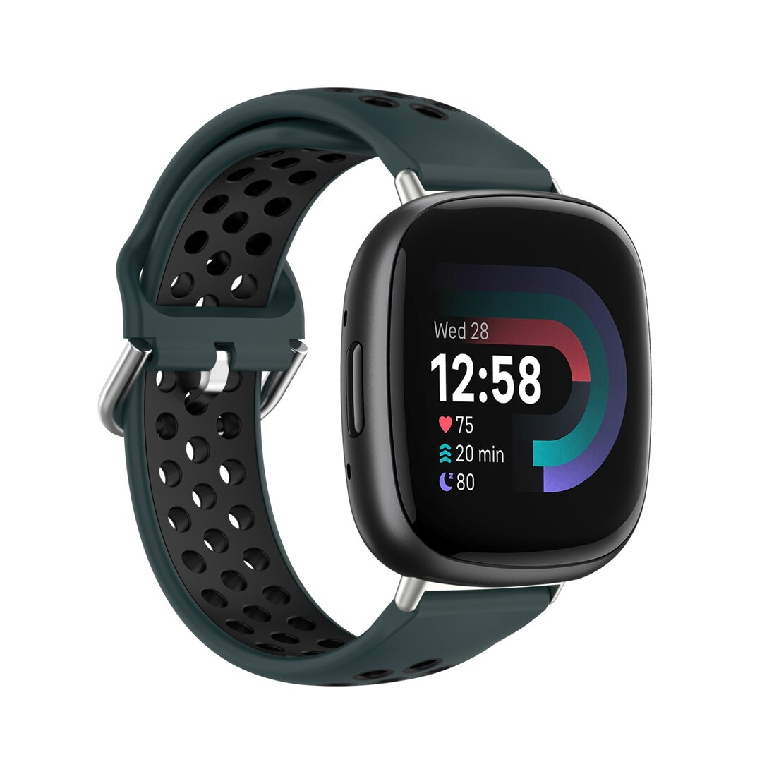 Fitbit Versa 3 &amp; 4 / Sense 1 &amp; 2 - Sport Edition - Gro&szlig; - Dunkelgr&uuml;n + Schwarz