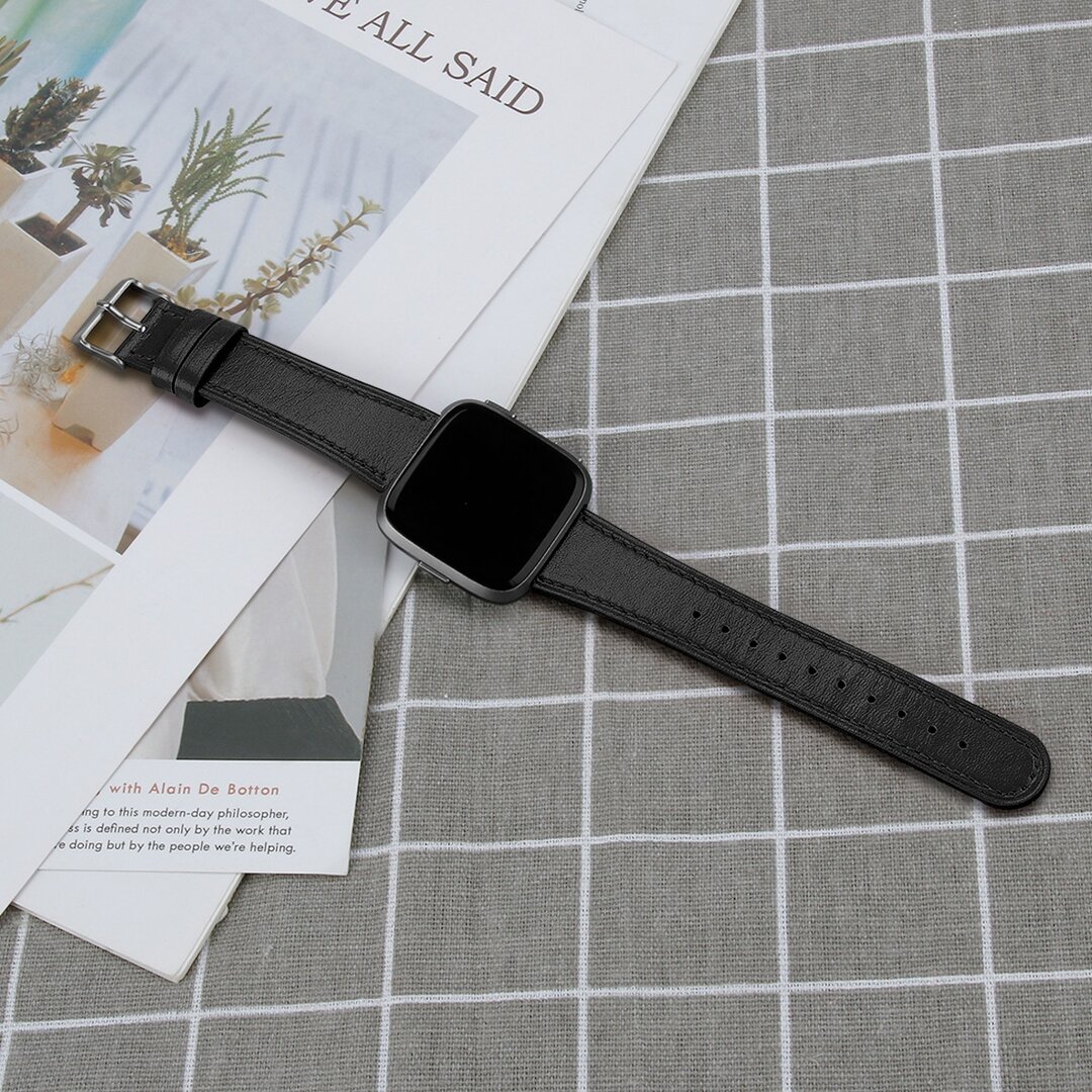 Fitbit Versa 3/4 &amp; Sense 1/2 Lederband - Schwarz