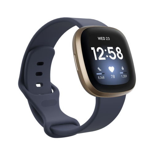 Fitbit Versa 3 &amp; 4 / Sense 1 &amp; 2 Sportband - Grau-Blau - Gr&ouml;&szlig;e: M/L