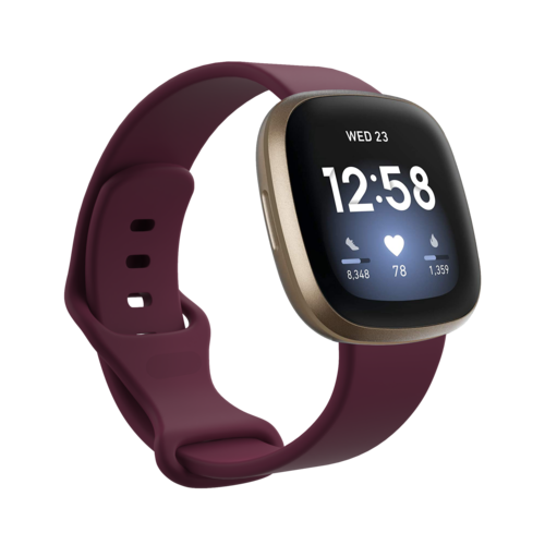 Fitbit Versa 3 &amp; 4 / Sense 1 &amp; 2 Sportarmband - Weinrot - Gr&ouml;&szlig;e: M/L