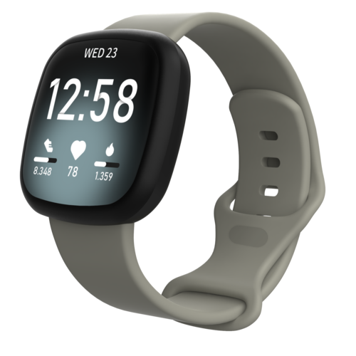 Fitbit Versa 3 &amp; 4 / Sense 1 &amp; 2 Sportarmband - Grau - Gr&ouml;&szlig;e: S/M