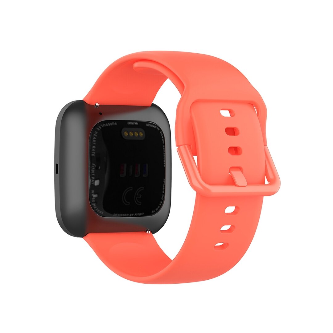 Fitbit Versa 1 / 2 &amp; Lite Silikon-Sportband mit Schnallenverschluss - Coral Orange - Gr&ouml;&szlig;e: Large