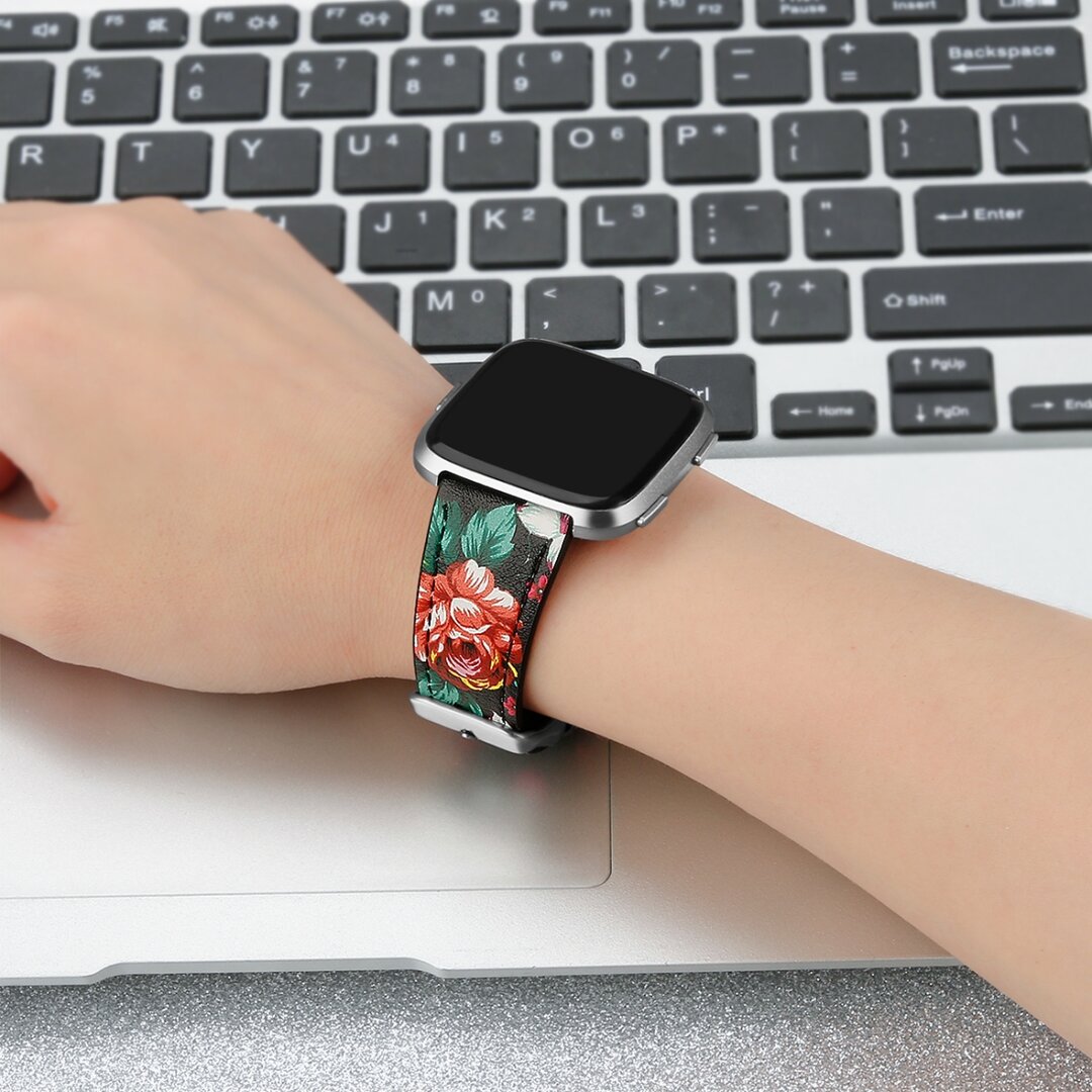 Fitbit Versa 1 / 2 &amp; Lite Lederband - Blumendruck