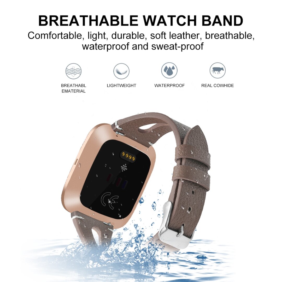 Fitbit Versa 1 / 2 &amp; Lite Armband TPU Leder - Kastanienbraun