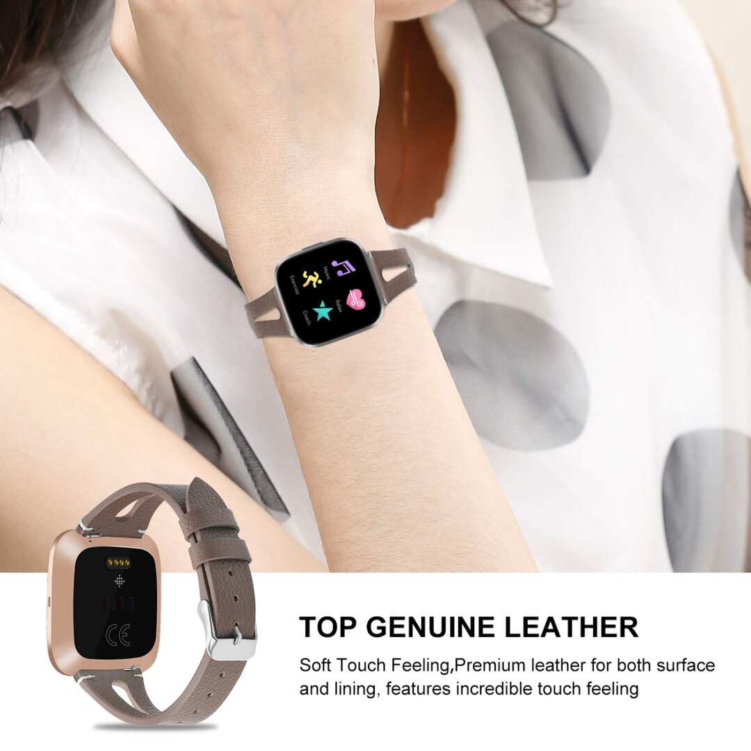 Fitbit Versa 1 / 2 &amp; Lite Armband TPU Leder - Kastanienbraun