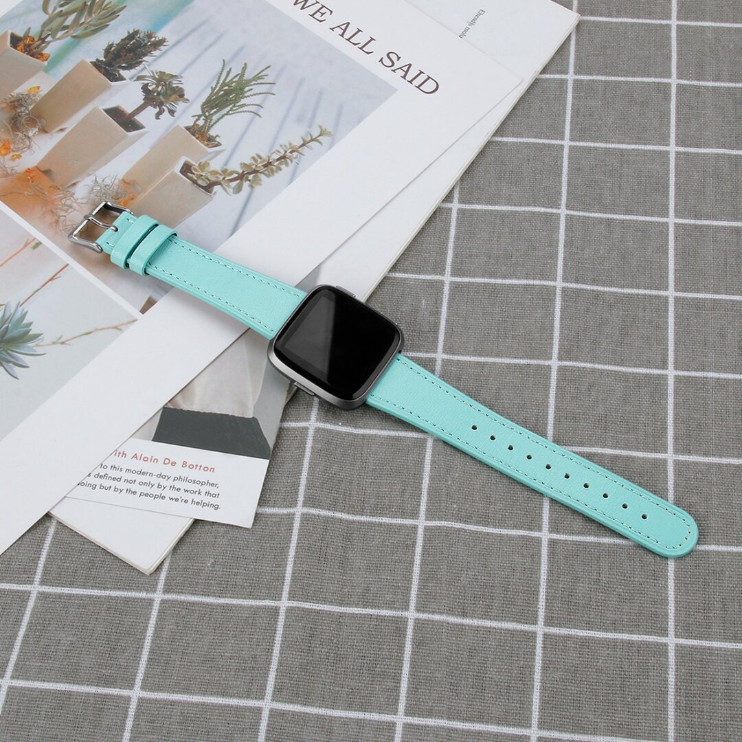 Fitbit Versa 1 / 2 &amp; Lite Lederband - Blau gr&uuml;n