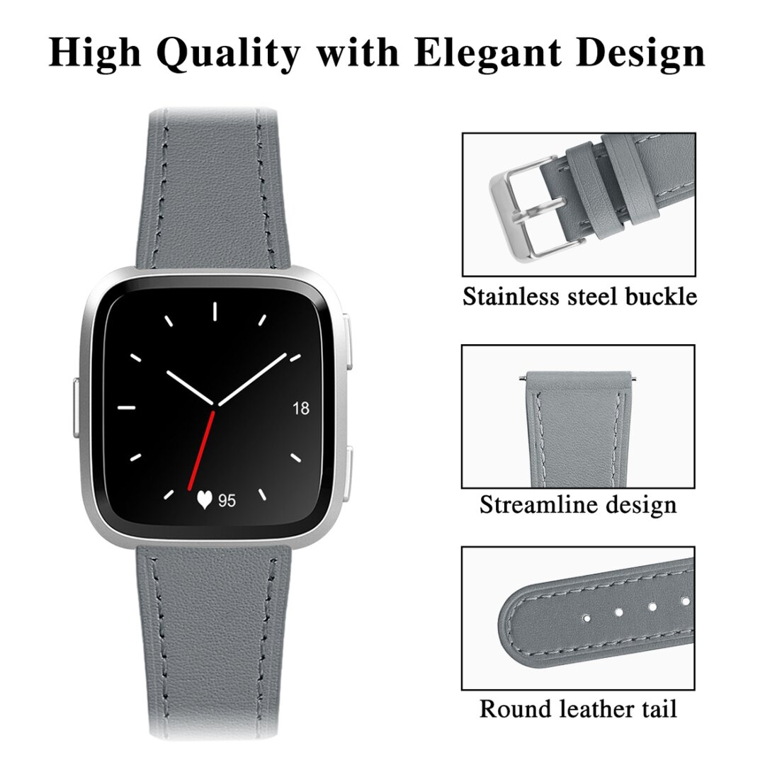 Fitbit Versa 1 / 2 &amp; Lite Lederband - Grau
