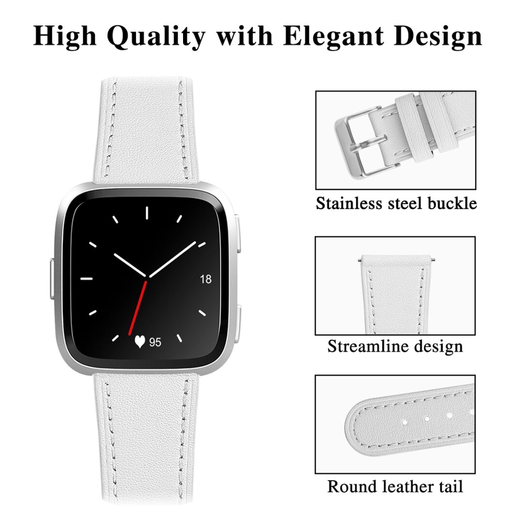 Fitbit Versa 1 / 2 &amp; Lite Lederband - Wei&szlig;