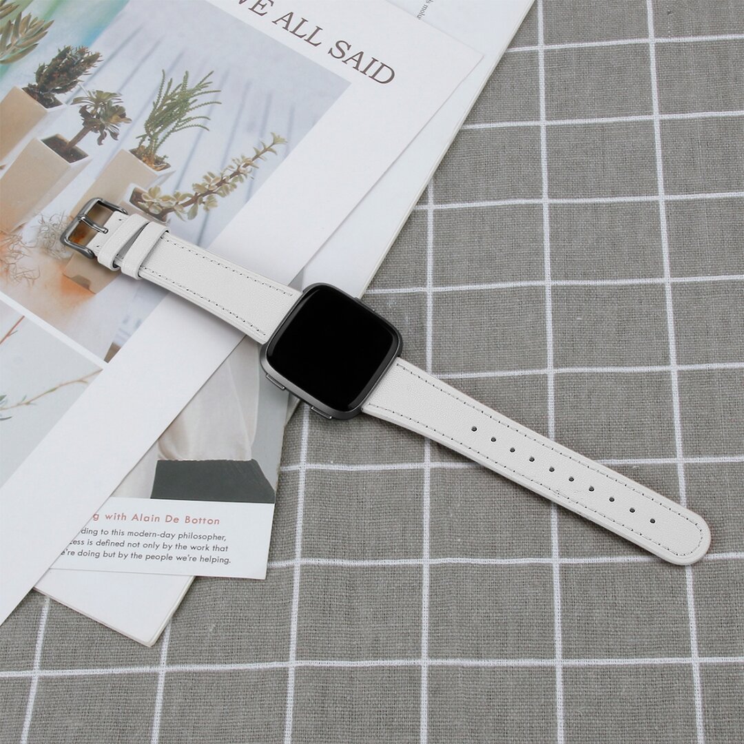 Fitbit Versa 1 / 2 &amp; Lite Lederband - Wei&szlig;