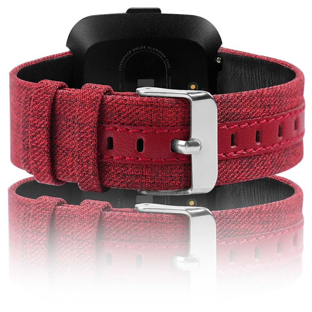 Fitbit Versa 1 / 2 &amp; Lite Canvas Denim Armband - Rot