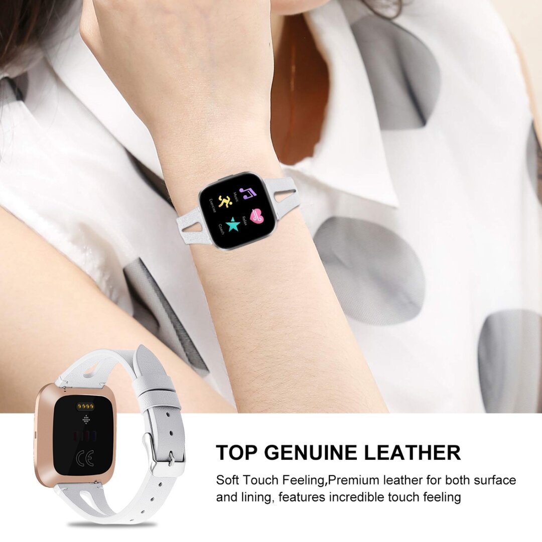 Fitbit Versa 1 / 2 &amp; Lite Armband TPU Leder - Wei&szlig;