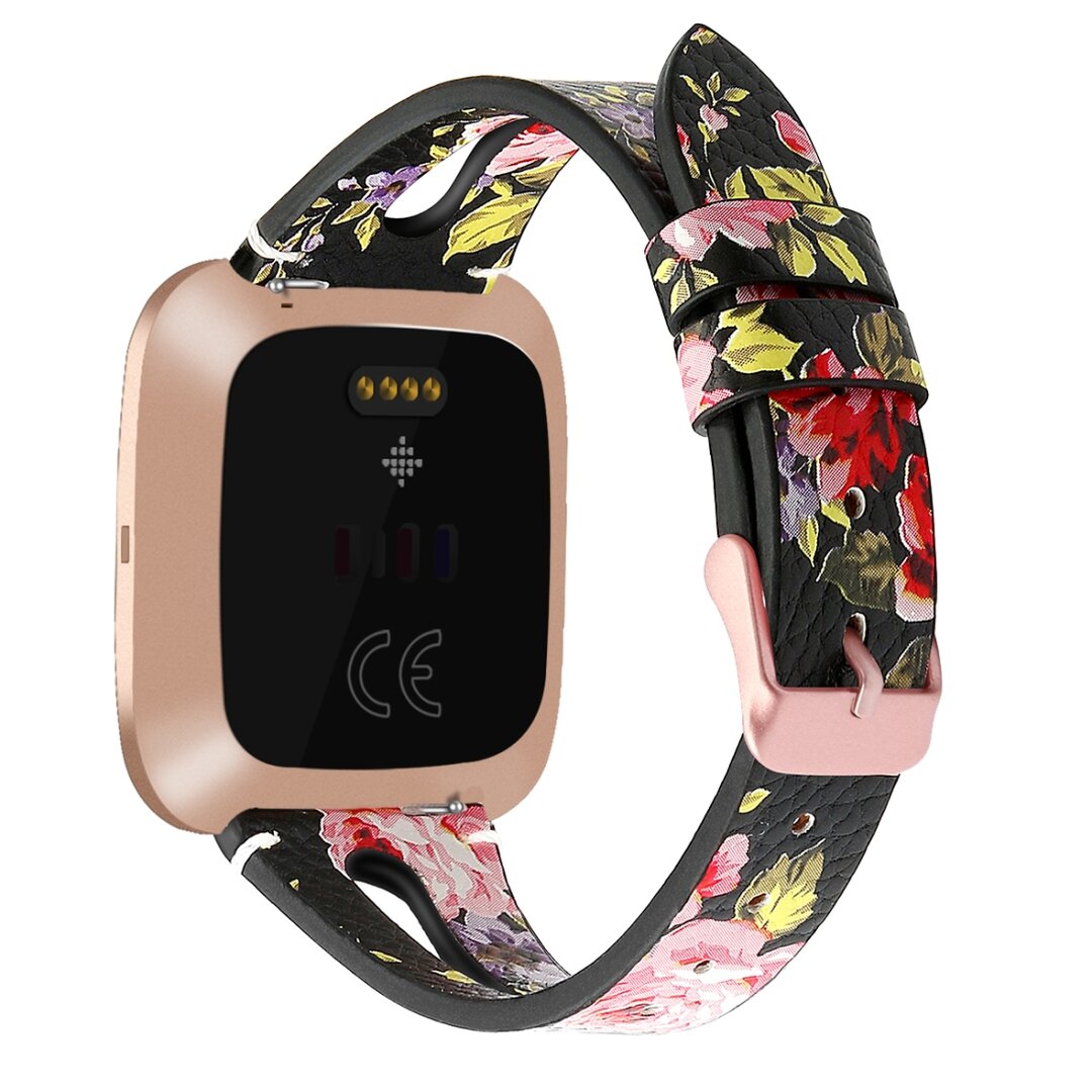 Fitbit Versa 1 / 2 &amp; Lite Armband TPU Leder - Blumendruck