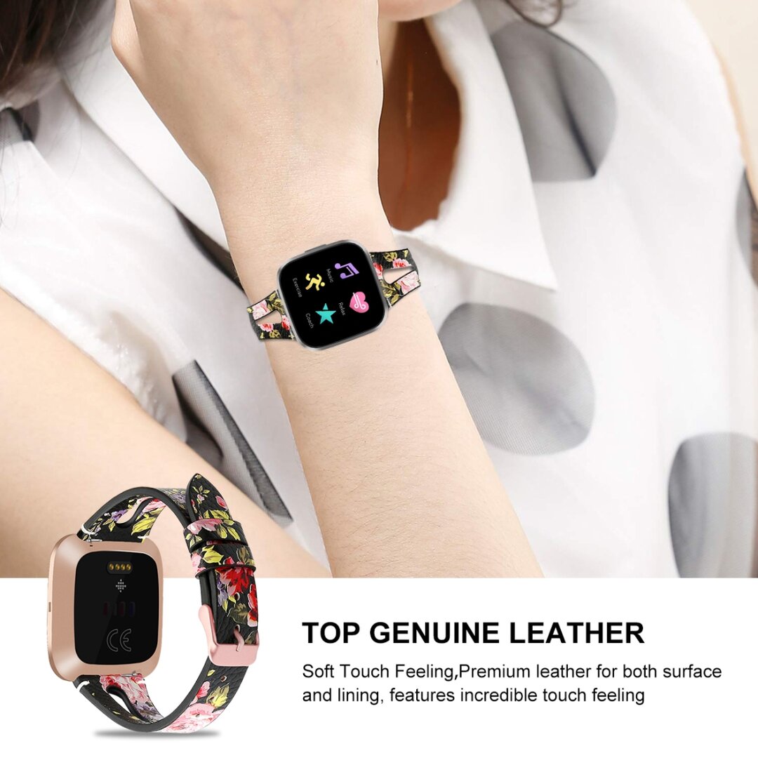 Fitbit Versa 1 / 2 &amp; Lite Armband TPU Leder - Blumendruck
