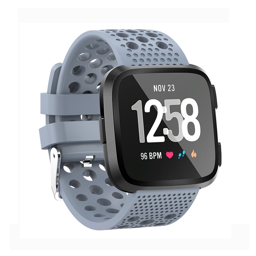 Silikonband bel&uuml;ftet Fitbit Versa 1 / 2 &amp; Lite - Grau-blau