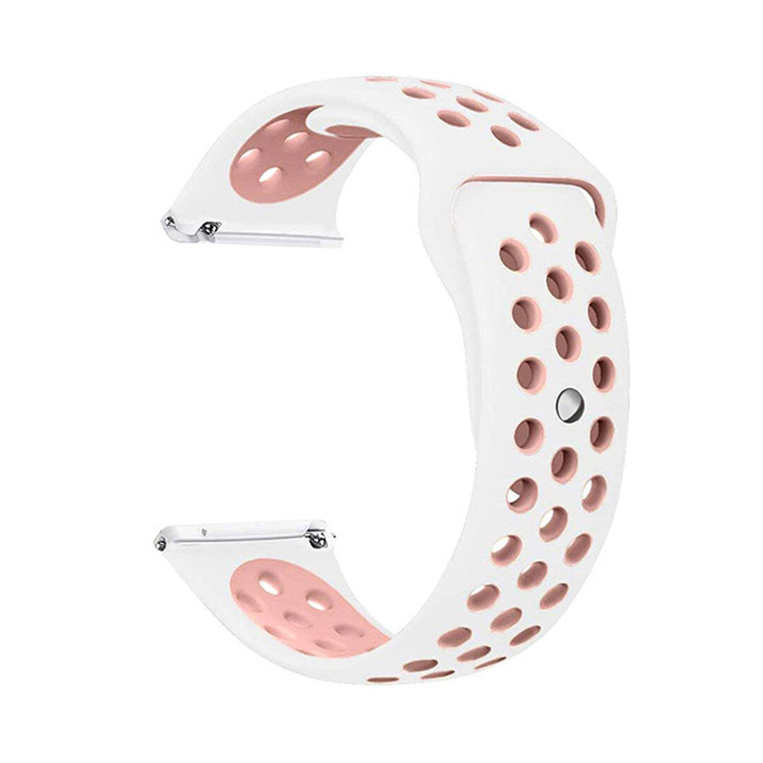 Fitbit Versa 1 / 2 &amp; Lite Sportband - Gr&ouml;&szlig;e: Gro&szlig; - Wei&szlig; + Rosa