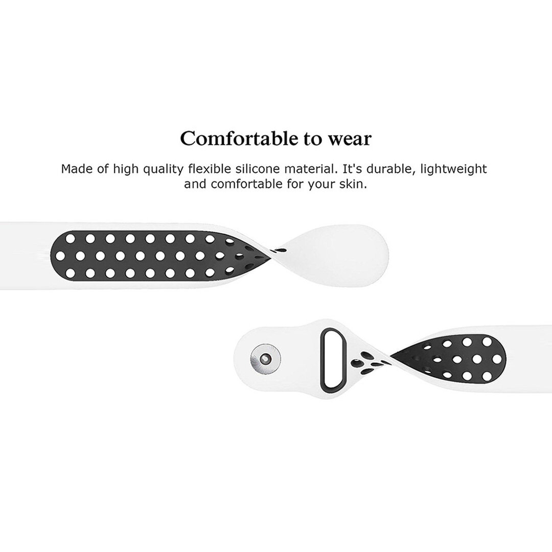 Fitbit Versa 1 / 2 &amp; Lite Sportband - Gr&ouml;&szlig;e: Gro&szlig; - Wei&szlig; + Schwarz