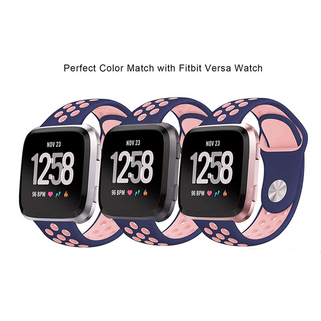 Fitbit Versa 1 / 2 &amp; Lite Sportband - Gr&ouml;&szlig;e: Gro&szlig; - Blau + Pink