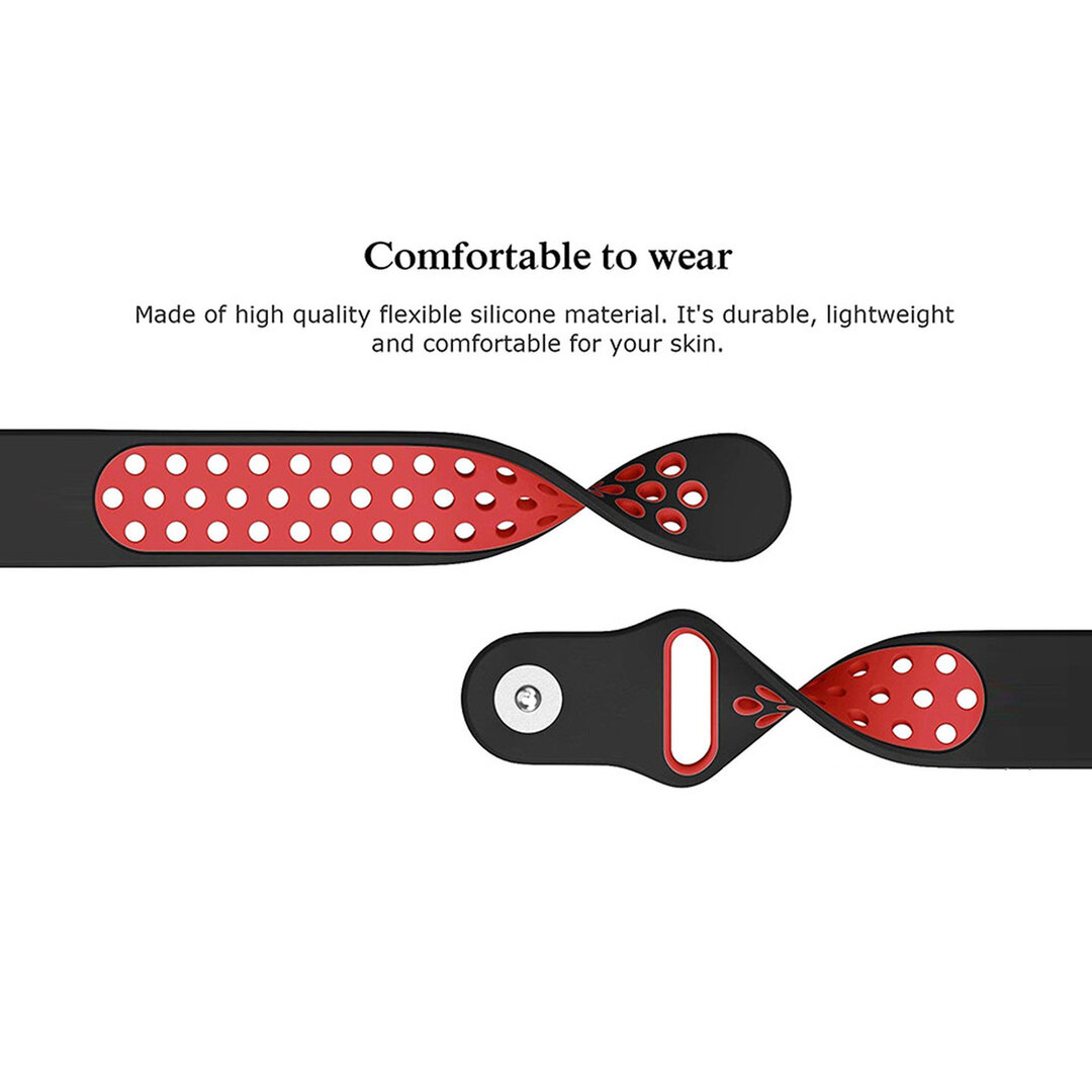 Fitbit Versa 1 / 2 &amp; Lite Sportband - Gr&ouml;&szlig;e: Gro&szlig; - Schwarz + Rot