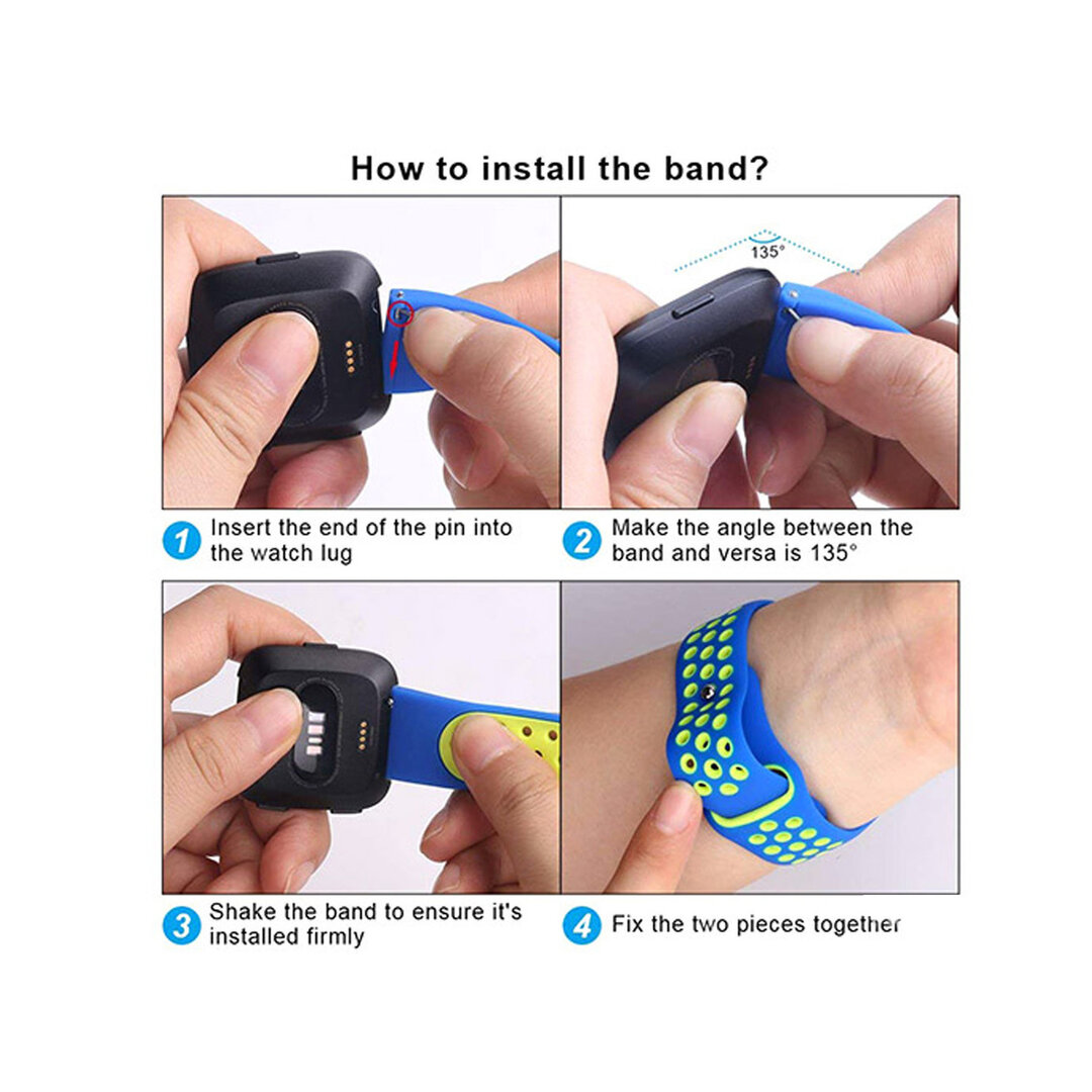 Fitbit Versa 1 / 2 &amp; Lite Sportband - Gr&ouml;&szlig;e: Klein - Wei&szlig; + Schwarz