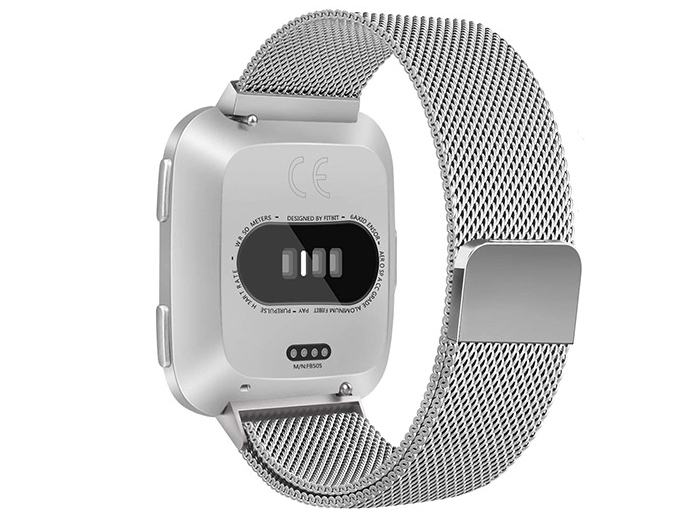 Fitbit Versa 1 / 2 &amp; Lite milanaise Armband - Gr&ouml;&szlig;e: Gro&szlig; - Silber