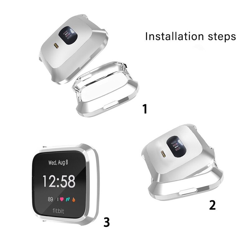 Fitbit Versa Lite Soft TPU Fall (vollst&auml;ndig gesch&uuml;tzt) - Silber