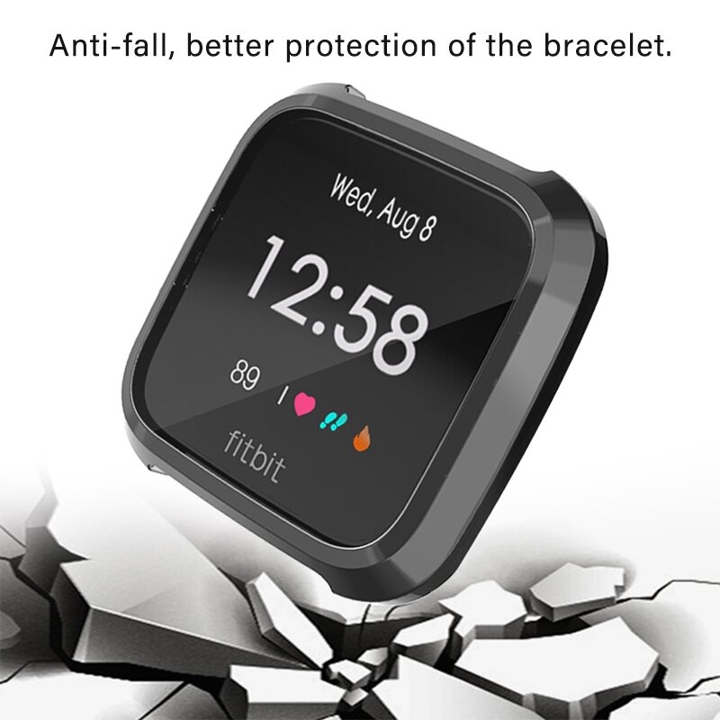 Fitbit Versa Lite Soft TPU Fall (vollst&auml;ndig gesch&uuml;tzt) - Schwarz