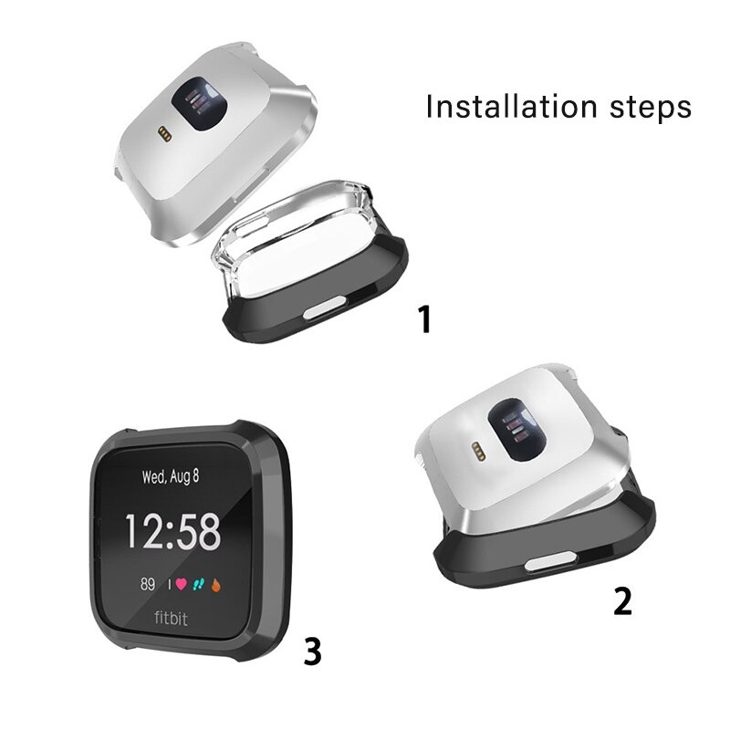 Fitbit Versa Lite Soft TPU Fall (vollst&auml;ndig gesch&uuml;tzt) - Schwarz