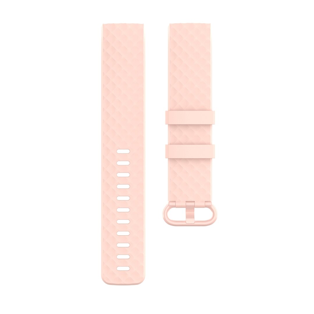 Fitbit Charge 3 &amp; 4 Silikonband mit Diamantmuster - Gr&ouml;&szlig;e: Klein - hellrosa